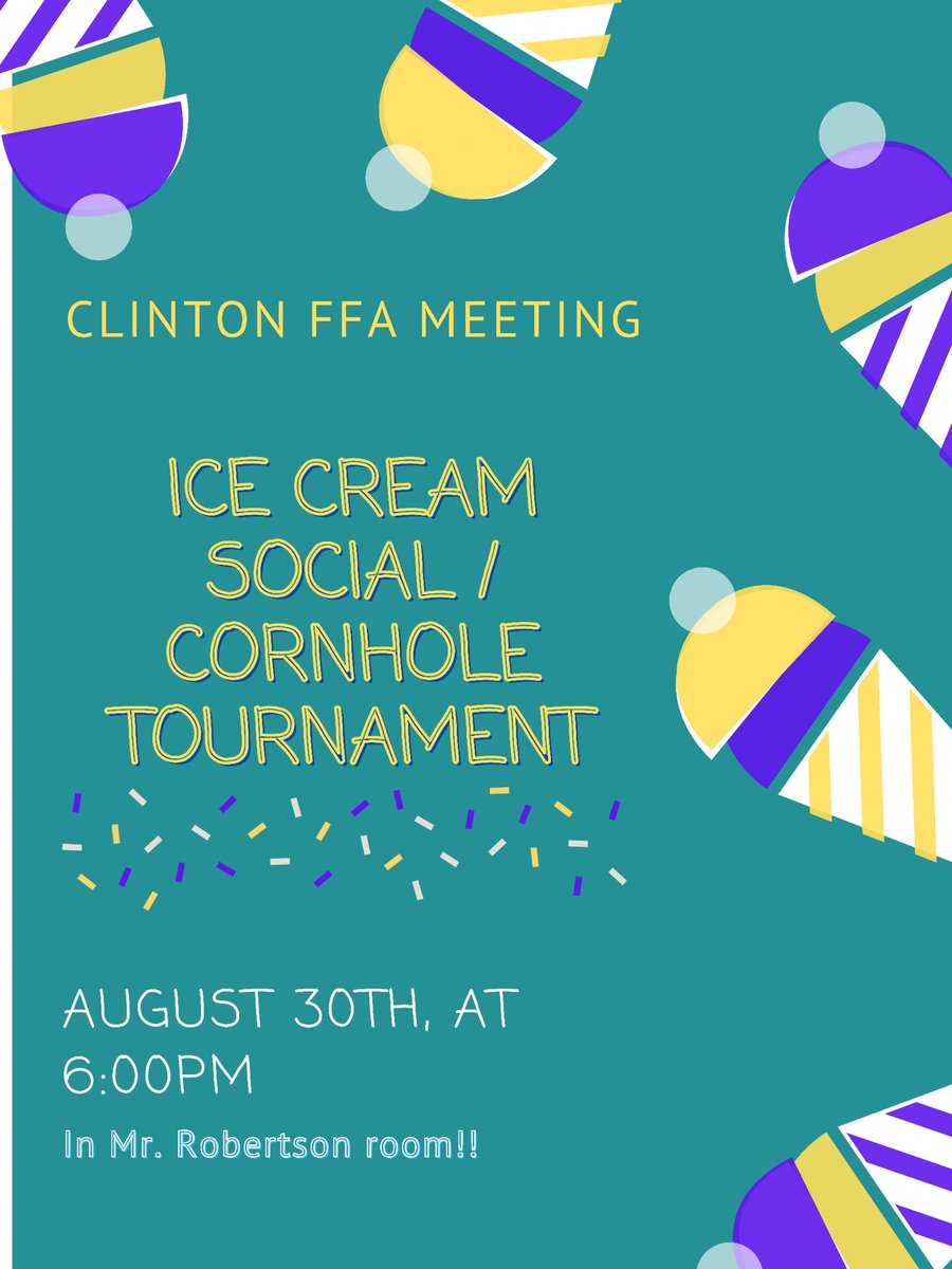 _clintonffa's tweet photo. Clinton FFA is having their first meeting of this school year next Monday!! Don’t forget!!💛💙 https://t.co/VxexEi3y9J