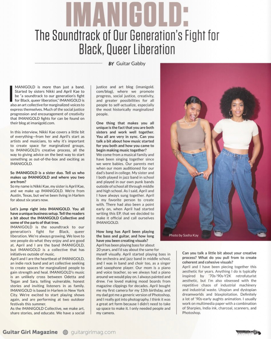 imanigold's tweet photo. @cockroach_grl connected with @Guitargoddess21 to to discuss how she started exploring visual production, her evolving processes as a guitarist, and the importance of creating spaces for marginalized artists.

Thanks for having us Guitar Girl Magazine. 🖤 https://t.co/1estozu3lW