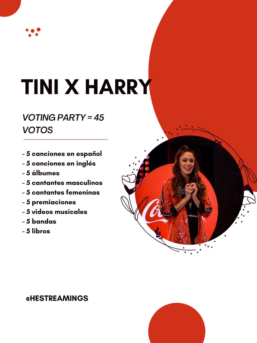HESTREAMINGS's tweet photo. 🎮| VOTING PARTY TINI X HARRY 

Comenten todo lo de la imagen + Hola @fmlike971 me gustaría por favor escuchar el tema #MalditaFoto  de @TiniStoessel y @ManuelTurizoMTZ  y dejar mi voto para #Losmaslikeados de #FmLike gracias! https://t.co/x7Xv2NYv2L
