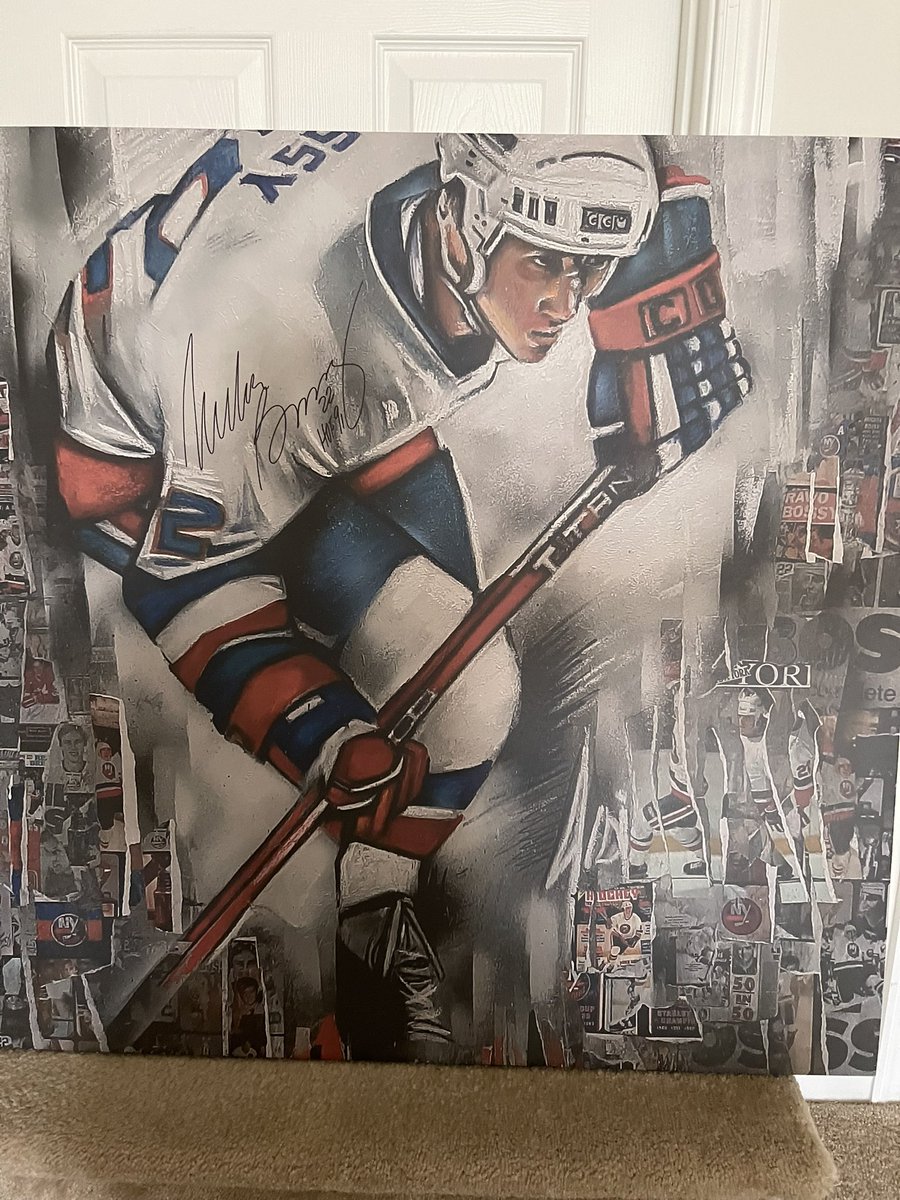 I just got delivery of this beautiful print from <a href="/Bossy5050/">Mike Bossy</a> daughter who is an artist. Mike signed it. My new center piece in my cave. Thank you Josiane!  #isles