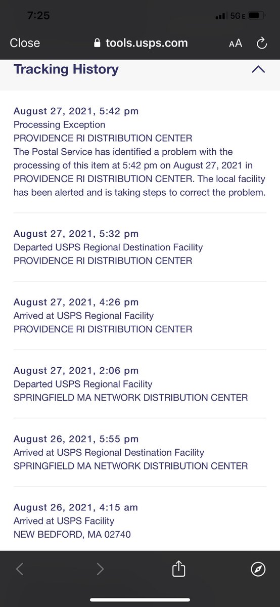 LisaLuebking's tweet photo. @USPS @USPSHelp can you explain why my package keeps going around in a circle for a few times now? Like pick a spot to leave it at and I’ll go get it. https://t.co/dkDQeXFNpT