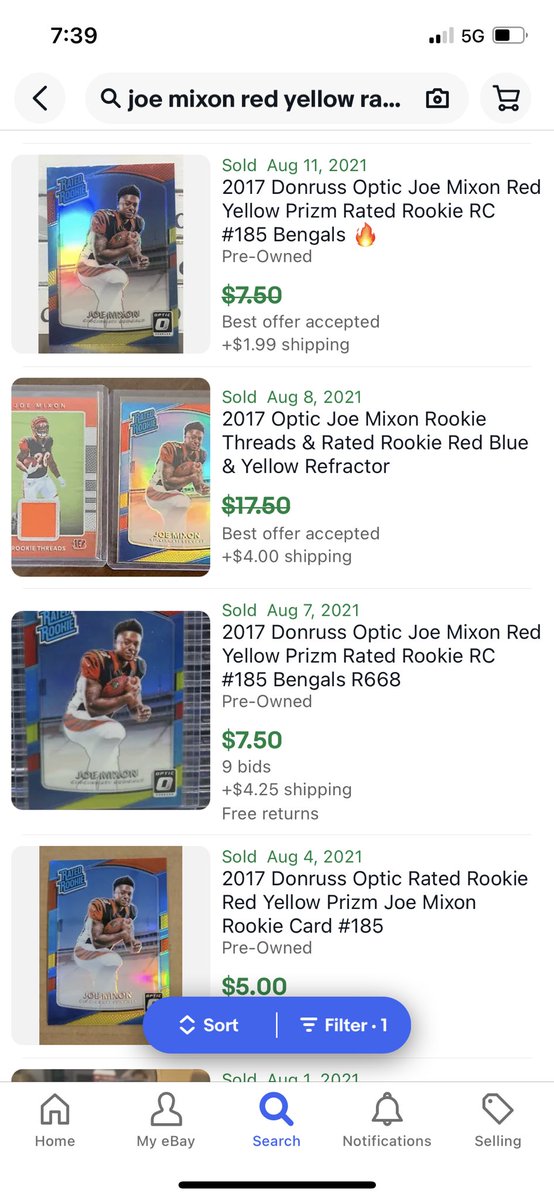 JDCards2's tweet photo. $4 Joe Mixon Rated Rookie. @HobbyConnector @sports_sell @OnReplin https://t.co/NhSMCUQflS
