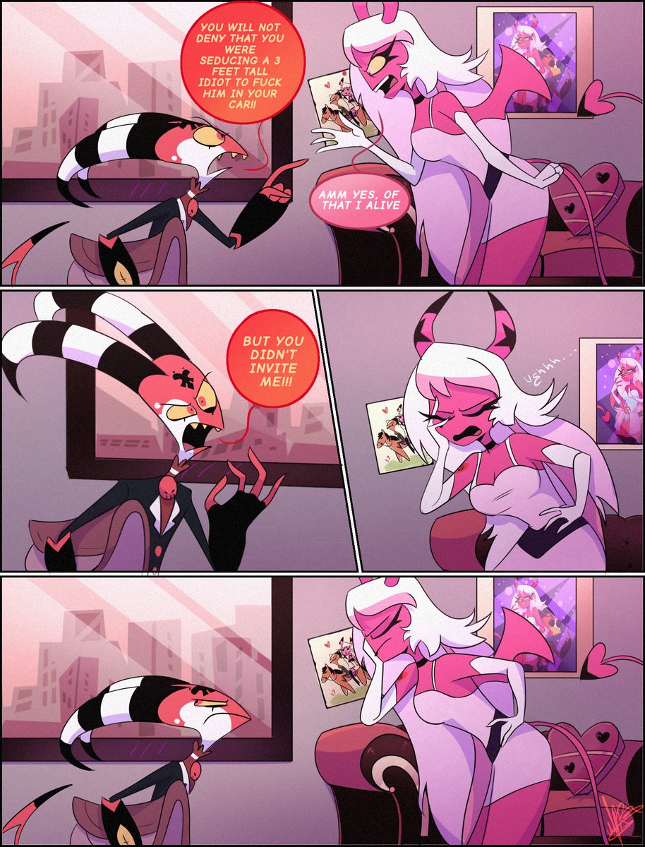 GeryGhosty's tweet photo. Blitzika comic 
I finally finished it after a lot of having it in sketches heh

#HelluvaBoss #Blitzo #VerosikaMayday https://t.co/B2Zaj4q3rd