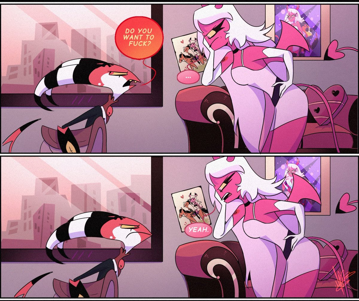 GeryGhosty's tweet photo. Blitzika comic 
I finally finished it after a lot of having it in sketches heh

#HelluvaBoss #Blitzo #VerosikaMayday https://t.co/B2Zaj4q3rd