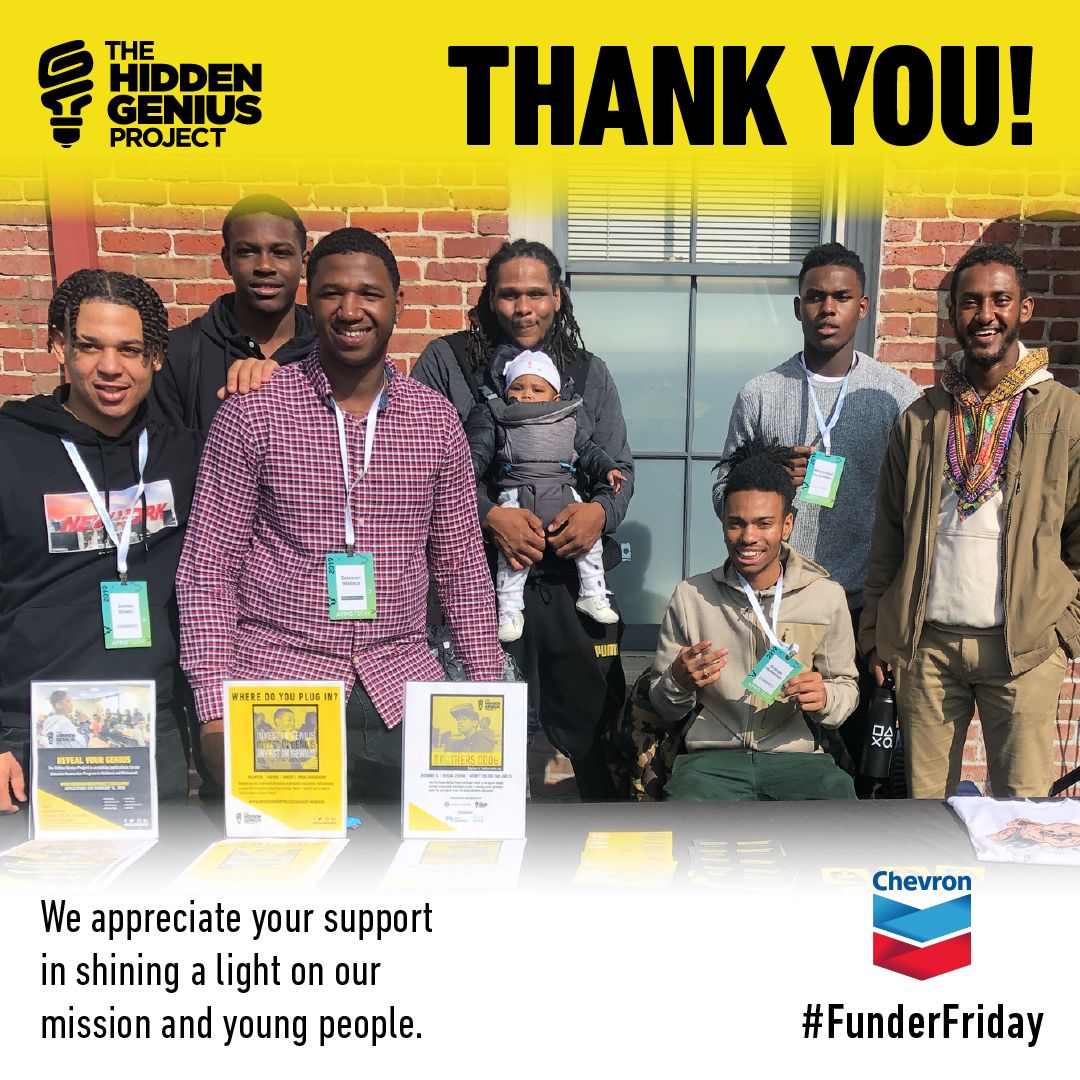 HiddenGeniusPro's tweet photo. This #FunderFriday we recognize @Chevron! ๐๐พ Thank you for being a leading partner in support of our programs in Richmond and beyond. We truly appreciate your ongoing generosity. #InvestInGenius
#TheHiddenGeniusProject https://t.co/1mtlTWuIdx