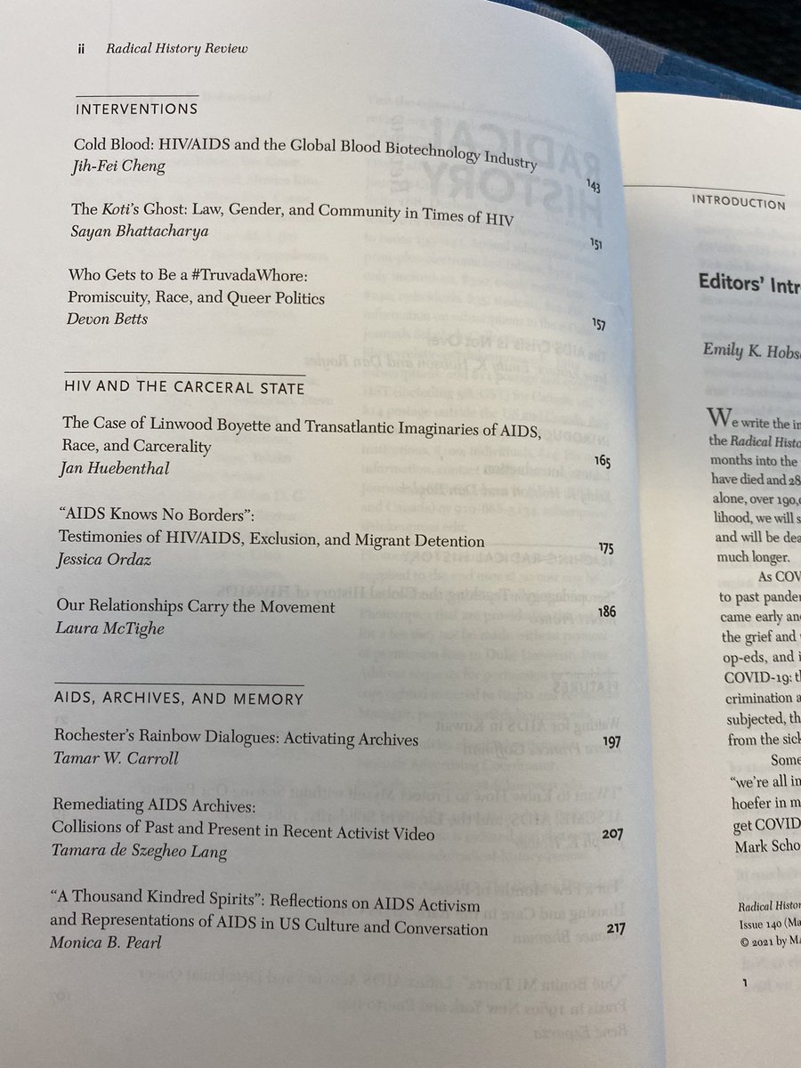 DrIanBarnard's tweet photo. The enticing May 2021 issue of #RadicalHistoryReview. #AIDS https://t.co/zsR2Yl5po8