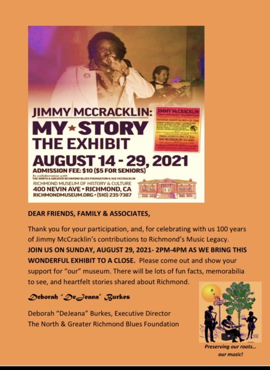 roberthrogers1's tweet photo. Don’t miss this! Only two more days! 

Dejeana Burkes Richmond Museum of History &amp; Culture @RMSI @RichmondHistory @sue_mccracklin @DeJeanaSings @richmondpulse @CCCounty @richmondpulse https://t.co/ClyBxBgTRM