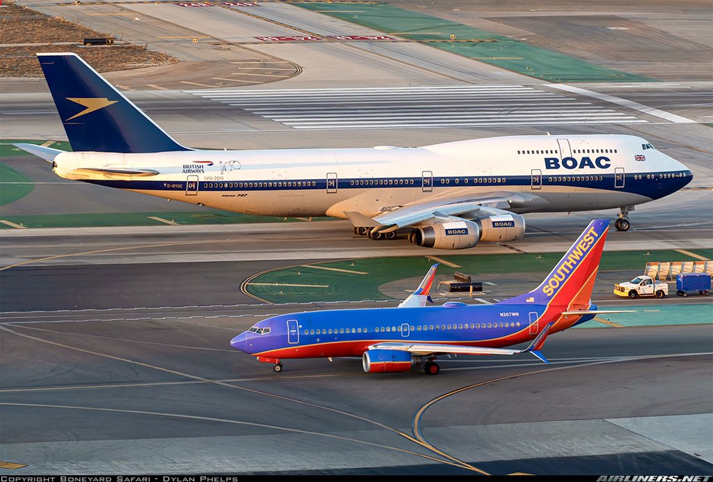 speedbird020's tweet photo. #SpeedbirdSaturday 
BOAC 747-400 taxiing out of LAX for her departure back home to London Heathrow. 

#BOAC #BritishAirways #QOTS #LAX https://t.co/CSDbU7ZCqW