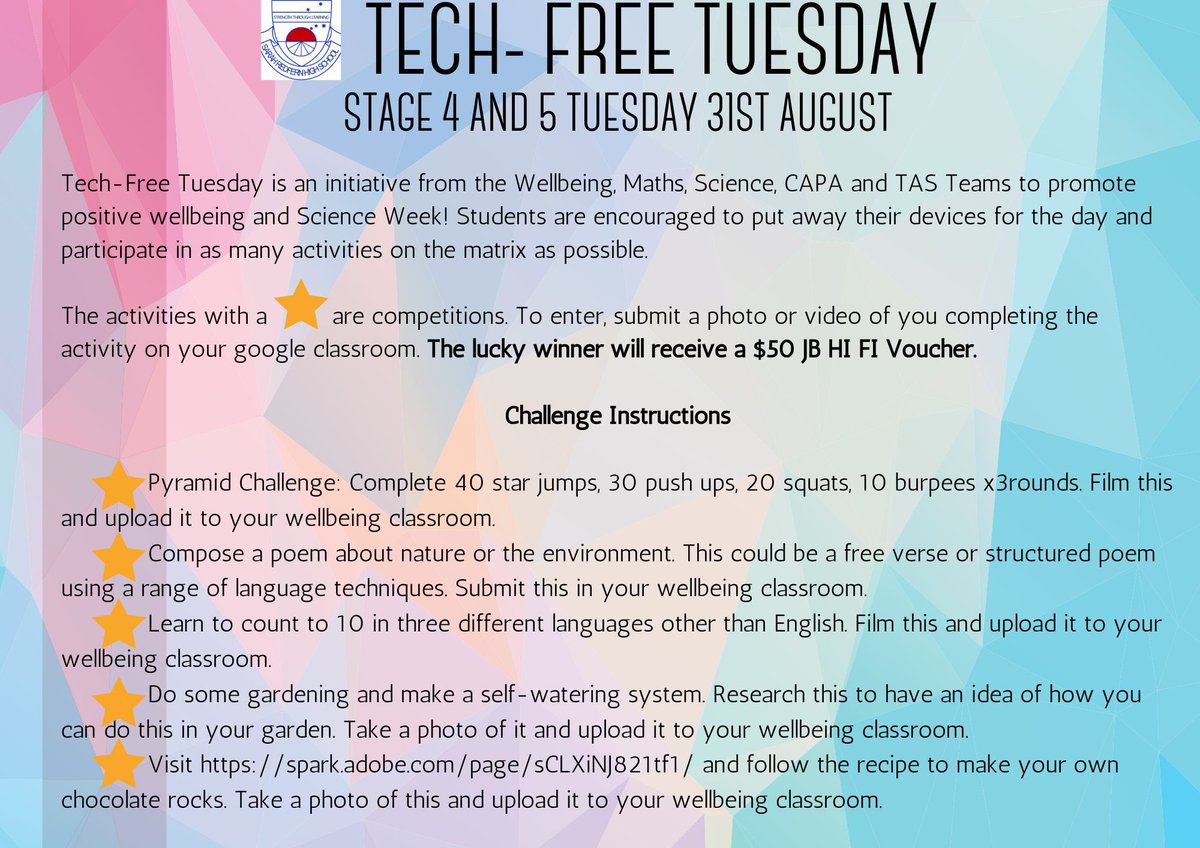 SarahRedfernHS's tweet photo. Against the backdrop our remote learning, our students are relishing some time to take a break from the screens with #TechFreeTuesday and focus on other areas of our well-being and learning ✅🪴🎶🎧@LyndyClowry @_iEndo @DebSummerhayes @NSWEducation @pasi_sahlberg @LilaMularczyk https://t.co/q8MYwfFLqS