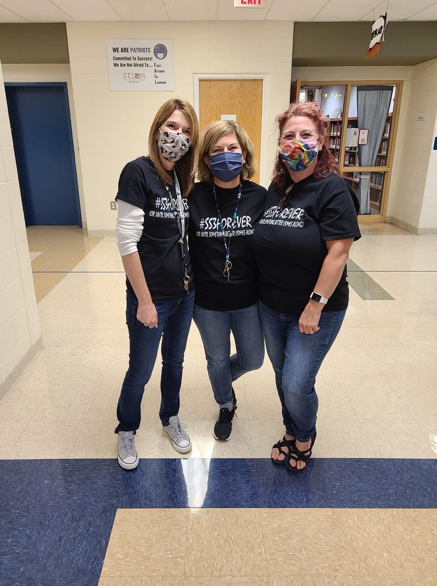 8thBernardSS's tweet photo. Are you part of #SS3Nation ? Big props to our biggest supporters @ReneeBarry70 @BRMSpatriotslib and @CharlaTurner10 representing at @BernardMiddle for #SS3 today. We โค๏ธ the math department and library. @kurtisherzog88 @MrStephens1985 who is ready for a new #SS3 shirt? https://t.co/MZgZ6aO8RK