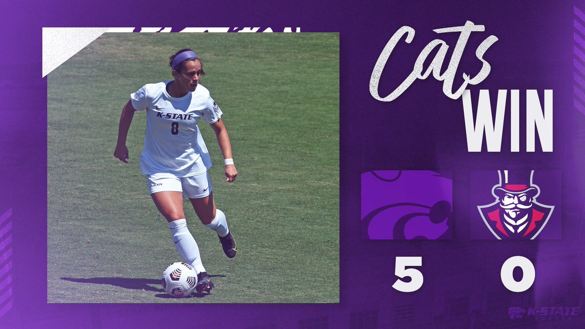 KStateSOC's tweet photo. CATS WIN! 

Five Wildcats score &amp; Maddie Weichel sets the school record for assists in a match (3) 

#KStateSOC x #RiseWithUS21 https://t.co/Z6KOyprwxn