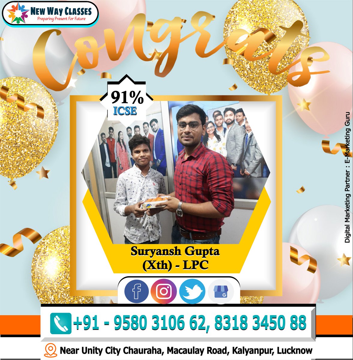 newwayclasses's tweet photo. Congratulations to #SuryanshGupta
91℅ (Xth -ICSE Board)
#NewWayClasses

Digital Marketing Partner
#EMarketingGuru https://t.co/fIsPrMdzsy