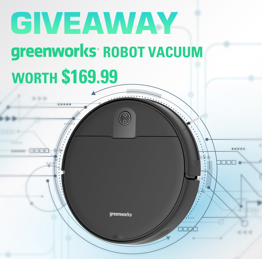 Greenworks24V's tweet photo. Time for a huge giveaway fron Greenworks✨.
Enter by 9/5/2021 to win a $169.99 Greenworks Robot Vacuum Cleaner for FREE!✨
For more information, just click here:
👉https://t.co/Xb0XLp8Pu2 https://t.co/s3ELH53ftc