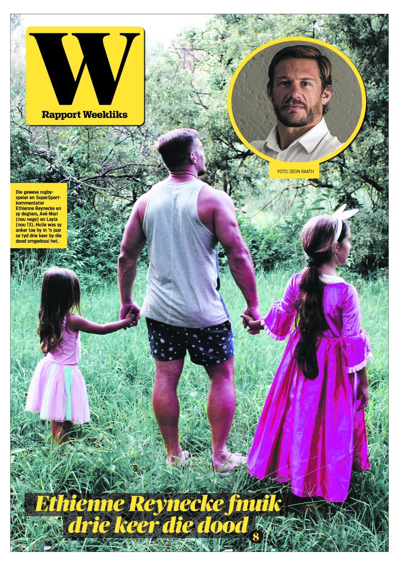 RapportSA's tweet photo. Rapport Weekliks, Sondag 29 Augustus 2021
In 2018 het die doodsengel drie keer aan die rugbykommentator en oudspeler Ethienne Reynecke se deur kom klop. Elke keer het hy geweier om oop te maak, skryf Tinus van Staden. https://t.co/qZcuYber5N