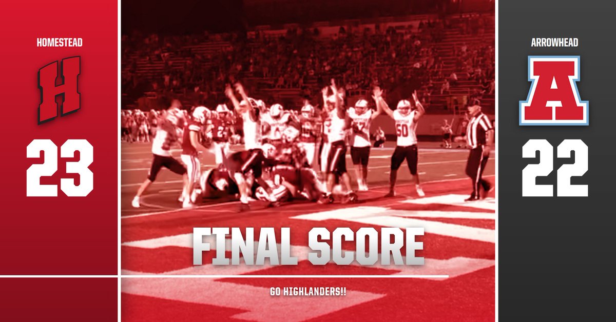 GoHHSathletics's tweet photo. Homestead 23
Arrowhead 22
@wiaawi @homestead_mtsd @mtschools https://t.co/4bd7yz7rUU