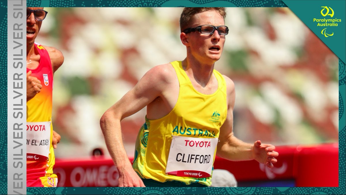 AUSParalympics's tweet photo. A gutsy run from Jaryd Clifford earns him a silver medal in the Men's 5000m T13.

Congrats @JarydClifford!

#ReadySetTokyo #Tokyo2020 #Paralympics #ParaAthletics https://t.co/bU195yUM0P