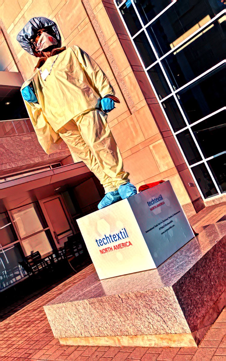 eTexComms's tweet photo. Sir Walter Raleigh enjoyed @techtextilNA this week in #Raleigh, N.C. (as did I). Thanks to the @NCStateWilson for making sure he was dressed for the occasion.
#AmericanTextiles #WeMakeAmazing #MadeInAmericaPPE #GetUsPPE #PPE https://t.co/gXHQL5dj5A