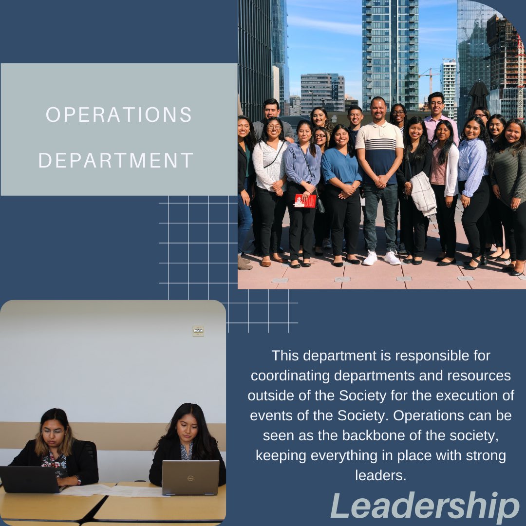 DAY 6: FIND YOUR PATH!🌐 Business Society prepares first generation students for the 21st century business world. We strive for professionalism and instill these values in our members. All majors are welcome to apply! Slide to learn about our operations department!