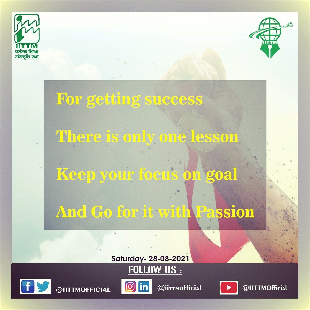 iittmofficial's tweet photo. Good Morning and Greetings from the Indian Institute of Tourism and Travel Management (IITTM) 😊
#सुप्रभात #MorningBlessings #SaturdayThought #SaturdayMotivation #BeFocussed #IITTMOfficial #IITTM_ABRH https://t.co/KXAyCLlxDa