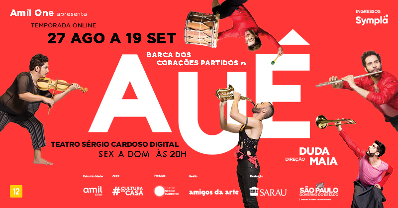 lavemabarca's tweet photo. Temporada online do musical Auê, com a Barca dos Corações Partidos, no Teatro Sérgio Cardoso Digital.
Para retirar o seu ingresso, acesse o site da Sympla:
https://t.co/d8HgkO0zSp

#aue #barcadoscoracoespartidos #sarau https://t.co/ONQFBh8O7B
