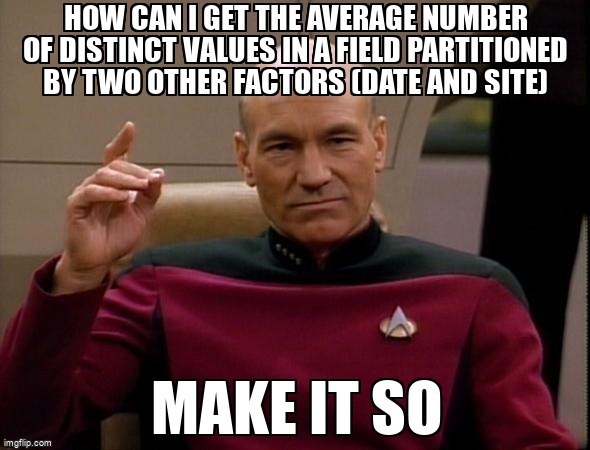 overflow_meme's tweet image. How can I get the average number of distinct values in a field partitioned by two other factors (date and site) stackoverflow.com/questions/6896… #amazonquicksight #awsquicksight