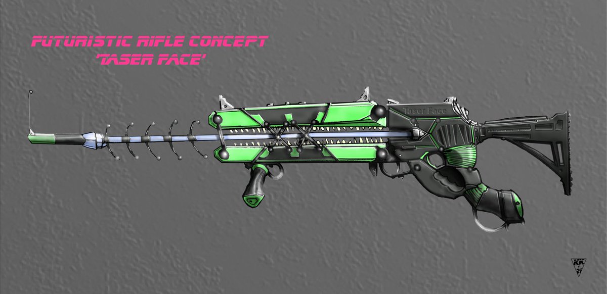tskaney's tweet photo. #Futuristic #Rifle / Carbine #Concept is done....for now!

'Taser Face' now added to the collection. 

#tweeters #ArtistOnTwitter #conceptart @USArmy next generation energy rifle? ;) #cyberpunk #artshare #taserface https://t.co/QqxHRQUnHL