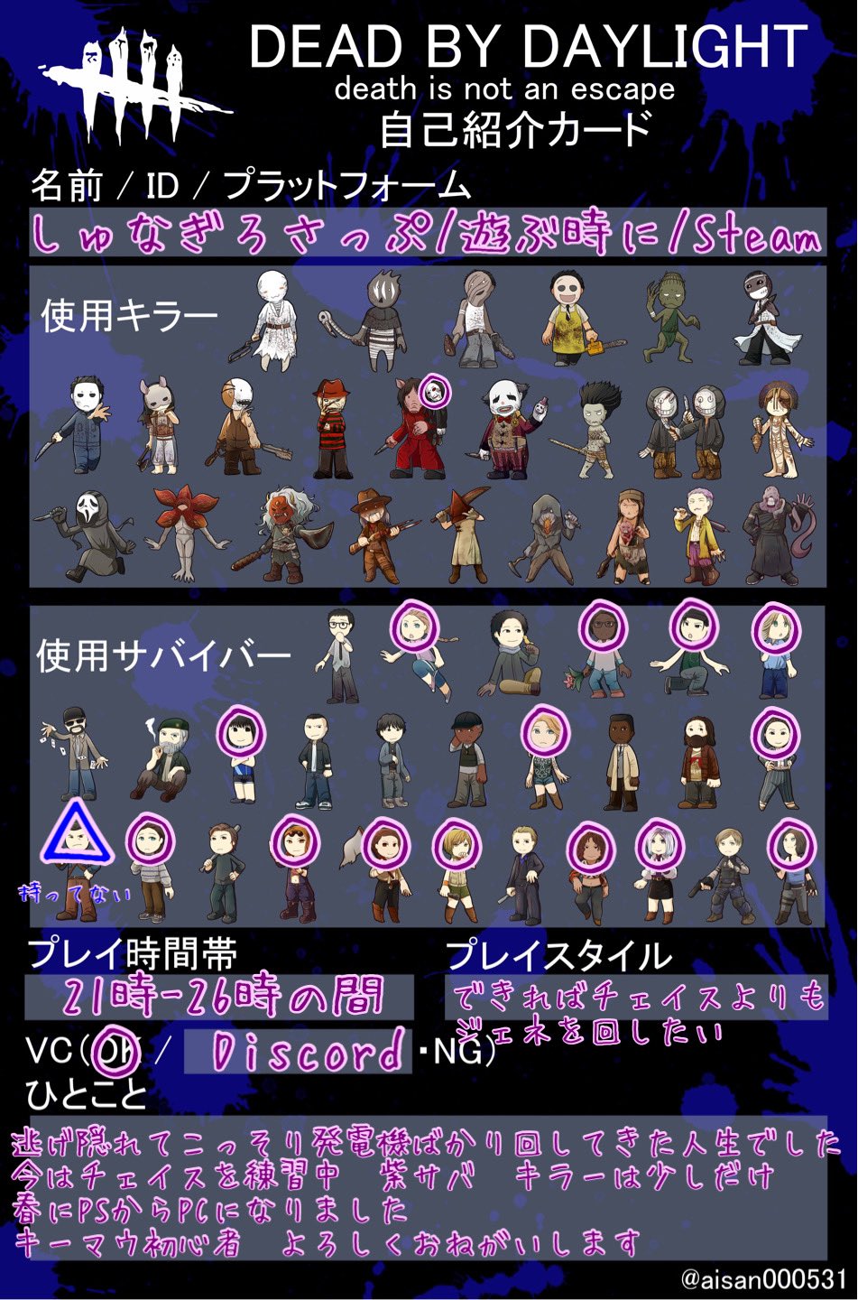 しゅなぎろさっぷ Dbd Siunagy Twitter