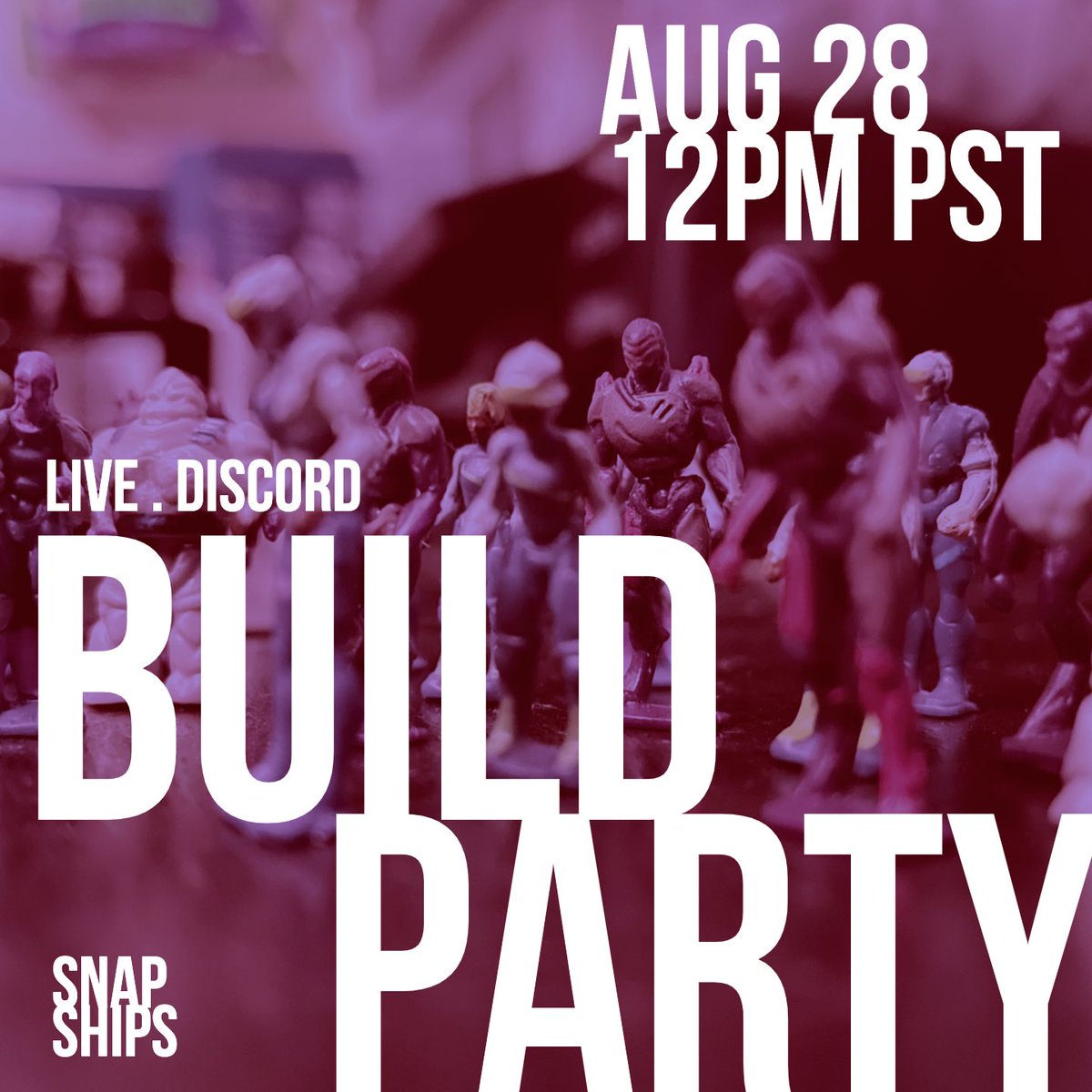 WarpedBuilds's tweet photo. It’s going down tomorrow! Live Build Party on the @Snapships HQ Discord. Aug 28 . 12PM PST *link in bio* #buildtobattle #snapships #buildparty https://t.co/CMNvk1XTvn