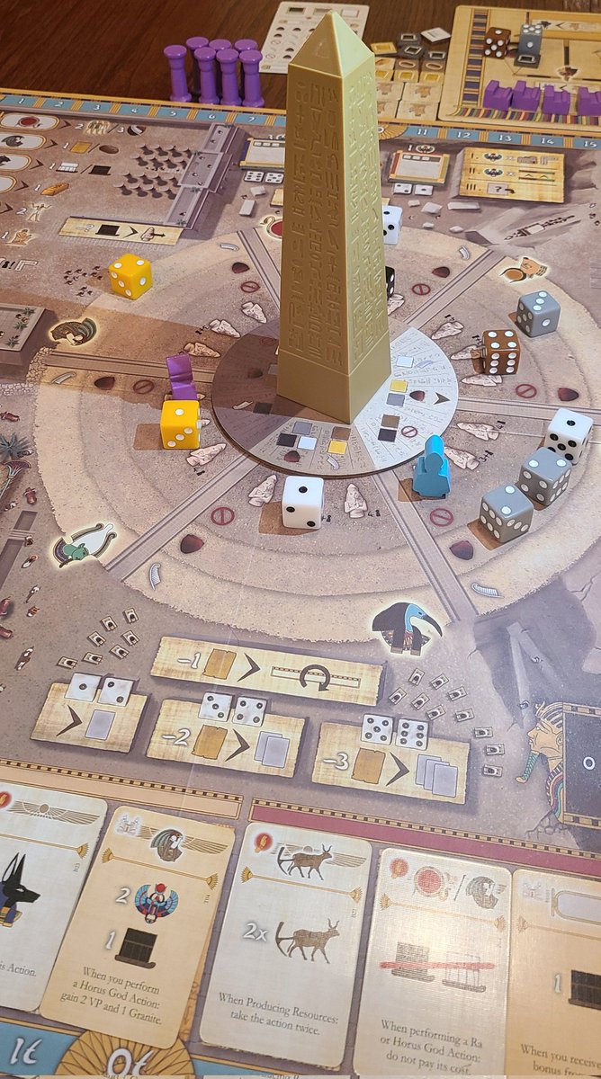TableIt_'s tweet image. Talk about impressive table presence! Tekhenu: Obelisk of the Sun from @BoardAndDice takes dice drafting to the next level. The moving obelisk on the board is a brilliant mechanic that uses light and shadows to manipulate dice actions. Deep and meaningful turns every time!