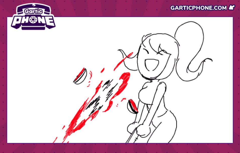 Was watching @RubberNinja's Gartic Phone stream, and I couldn't resist drawing that one Poke-Murderer Girl they animated. 