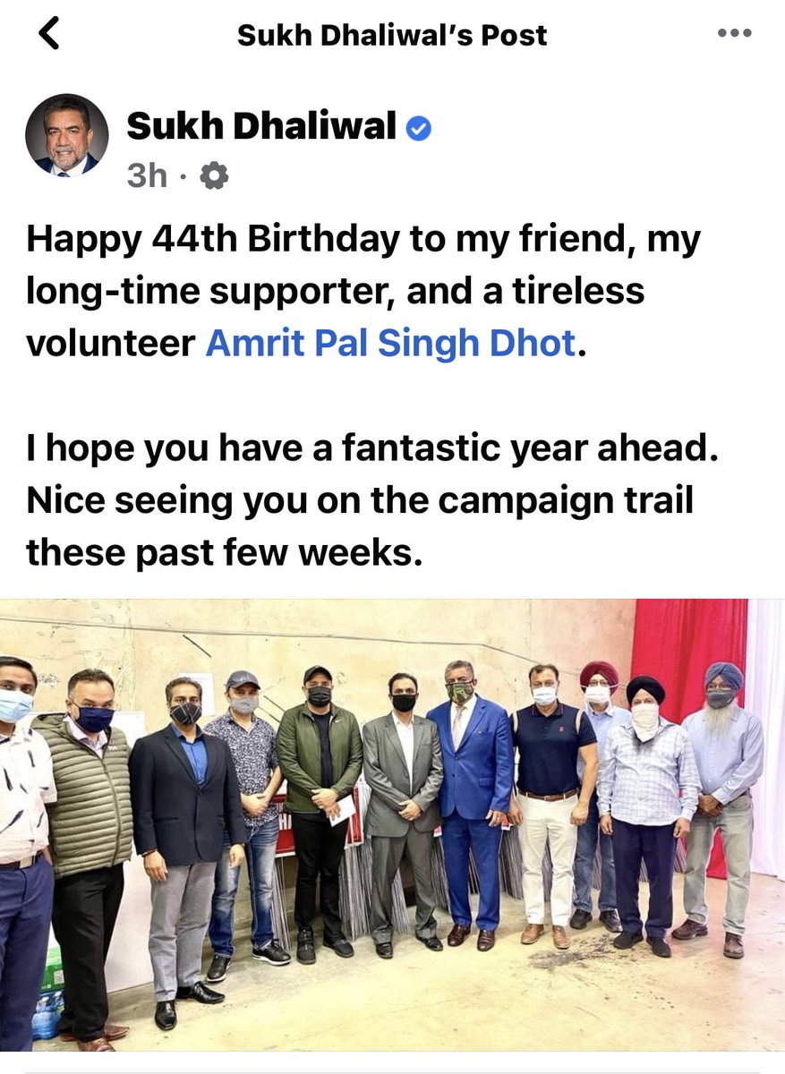 DhotGroup's tweet photo. Thanks very much MP Sukh Dhaliwal ji for all the blessings and support from you. You always was and will be my inspiration. Thanks for making my birthday special by celebrating it in the election campaign office. #DhotGroup https://t.co/7ITHx8szFI