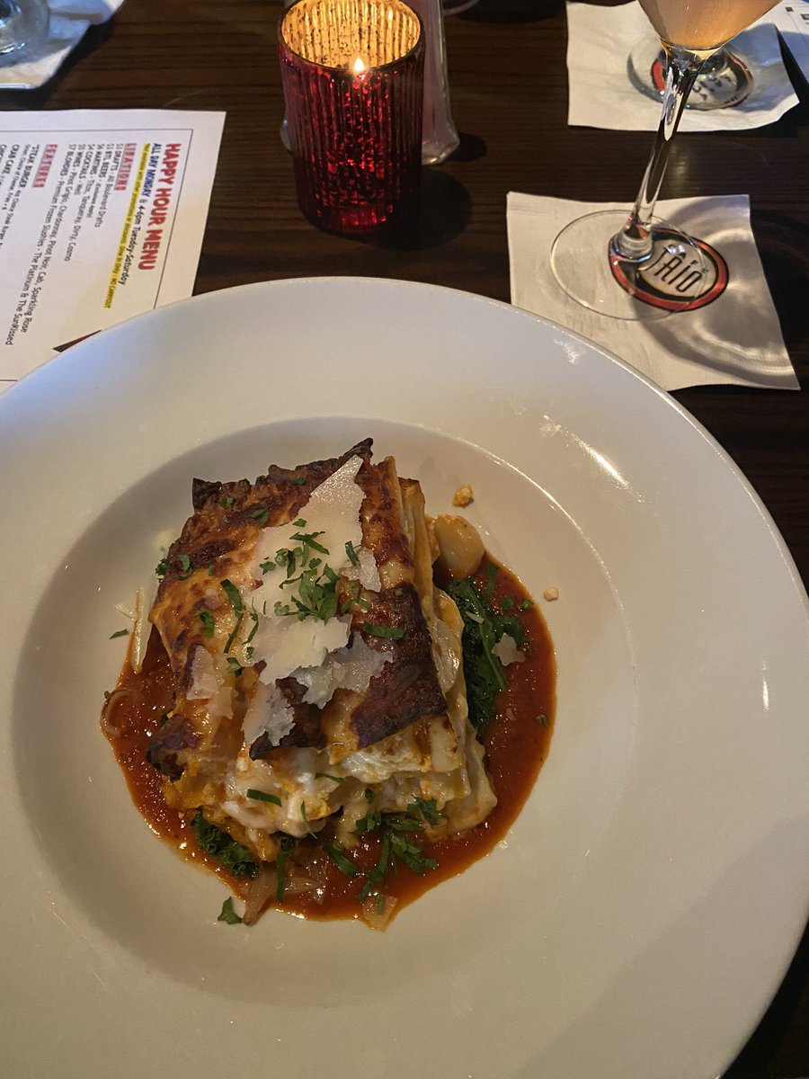 Dinner was smackin <a href="/CafeTrioKC/">Cafe Trio</a> #Seafoodlasagna