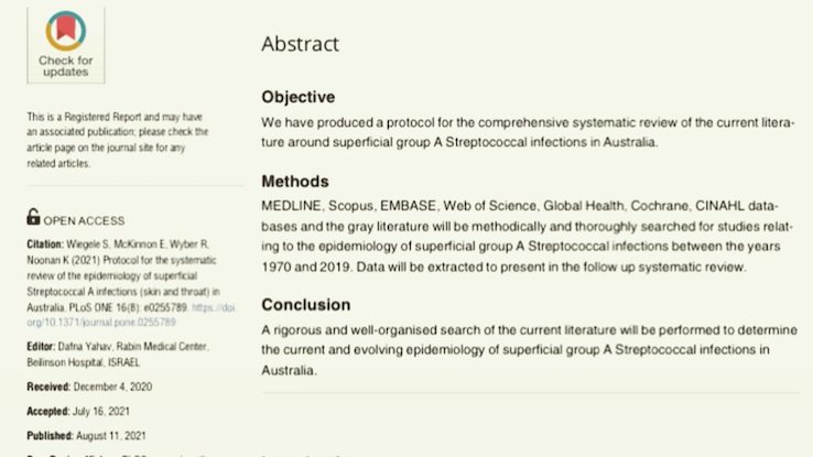 Excited to have published this protocol in <a href="/PLOSONE/">PLOS One</a> detailing our approach to a comprehensive review of superficial group A Streptococcal burden in Australia. Make sure to look out for the full review paper later this year! dx.plos.org/10.1371/journa…