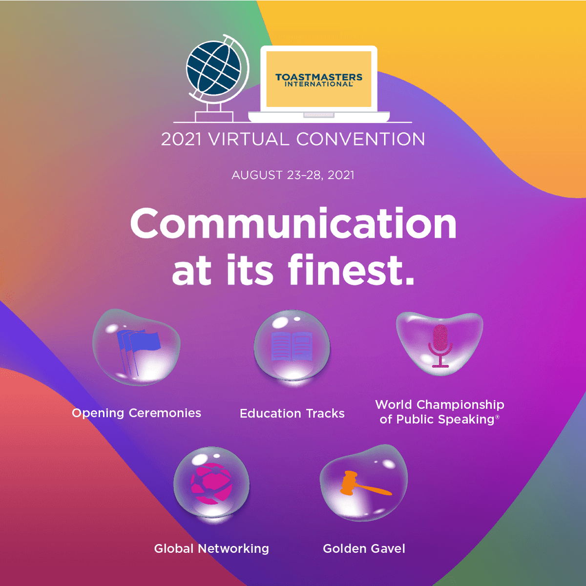 IntlSpeakingTM's tweet photo. So many great educational sessions at this year's @Toastmasters 2021 Virtual Convention! What changes will YOUR club make based on what you learned? 
#TIWorldOfDifference https://t.co/baTaJDz5vW