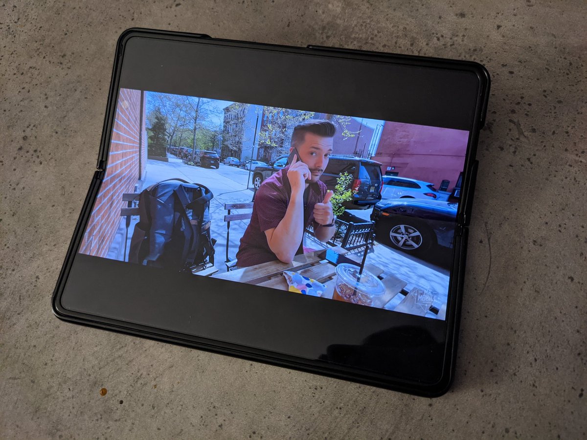 CSProdTech's tweet photo. Watching @theMrMobile Z Fold 3 review... on the Z Fold 3. Noice. Really loving it so far! https://t.co/MnfxZUc8Iw