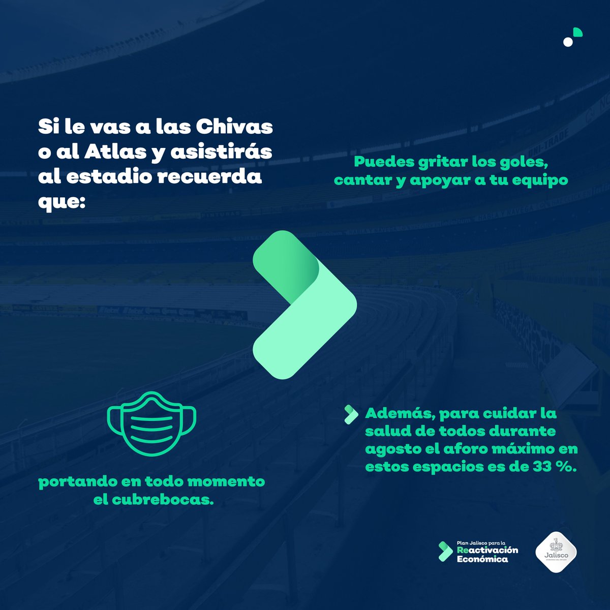Para seguir disfrutando los partidos de fútbol y apoyar a nuestros equipos en casa, es importante cumplir los protocolos que determinó la mesa de salud en estos espacios, ¡así ganamos todos en la lucha contra el #COVID19!