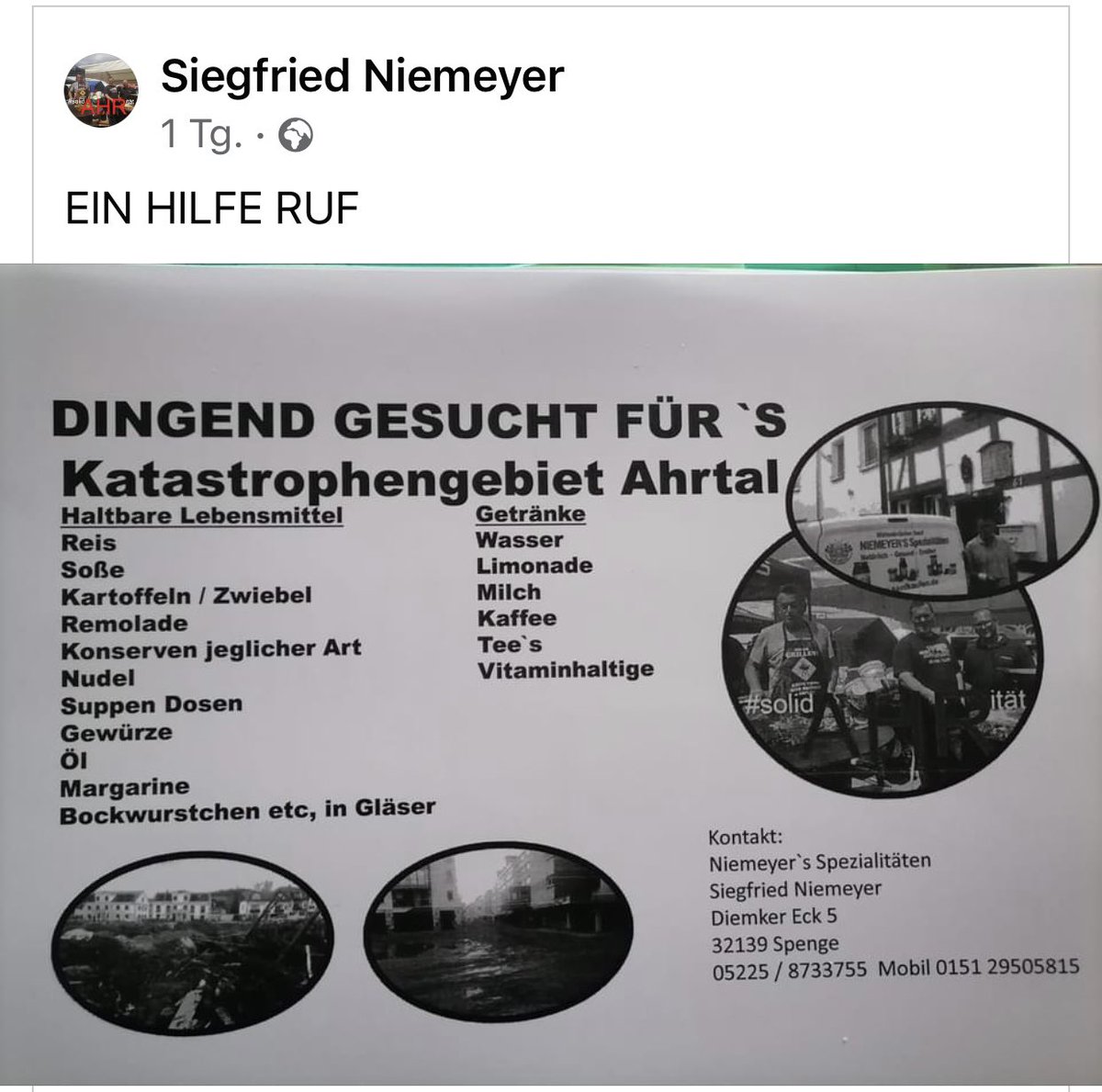 MitRolf's tweet photo. Hilfe für das Ahrtal. RT wäre schön. Danke. https://t.co/hDNeVBG3Ze