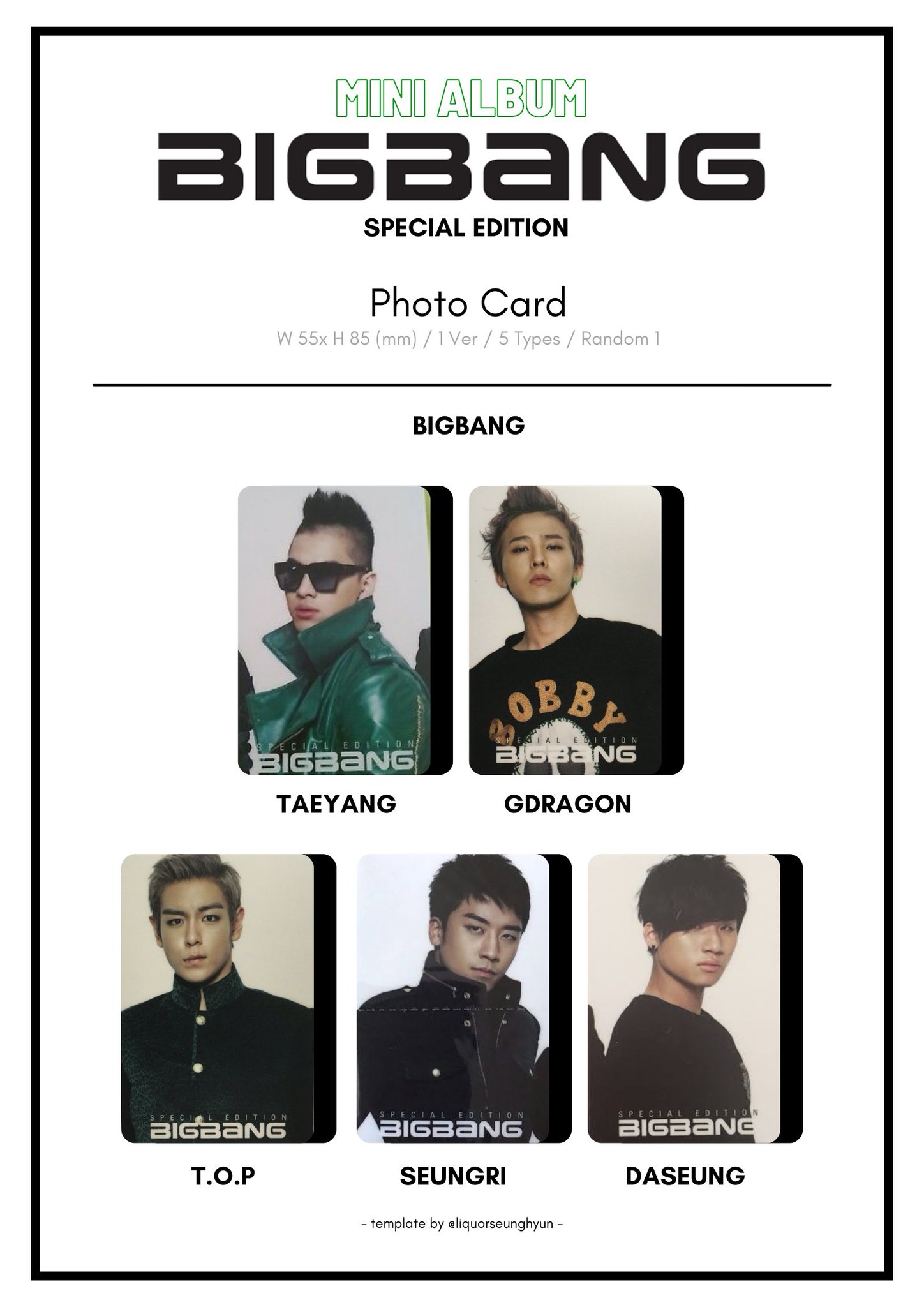 Kpop BIGBANG T.O.P. Choi Seung Hyun 9 cards RARE 16a | eBay