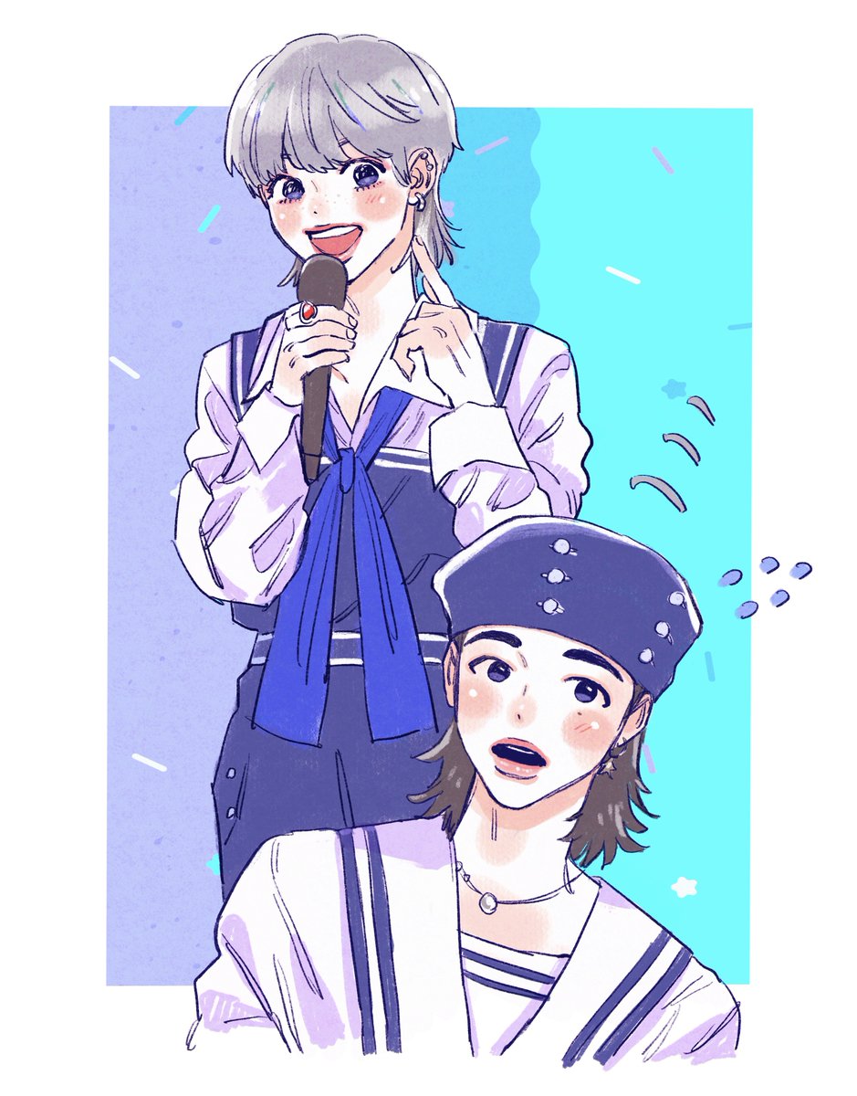 「🐥
🦙

#Straykidsfanart #Felix #Hyunjin 」|Nのイラスト