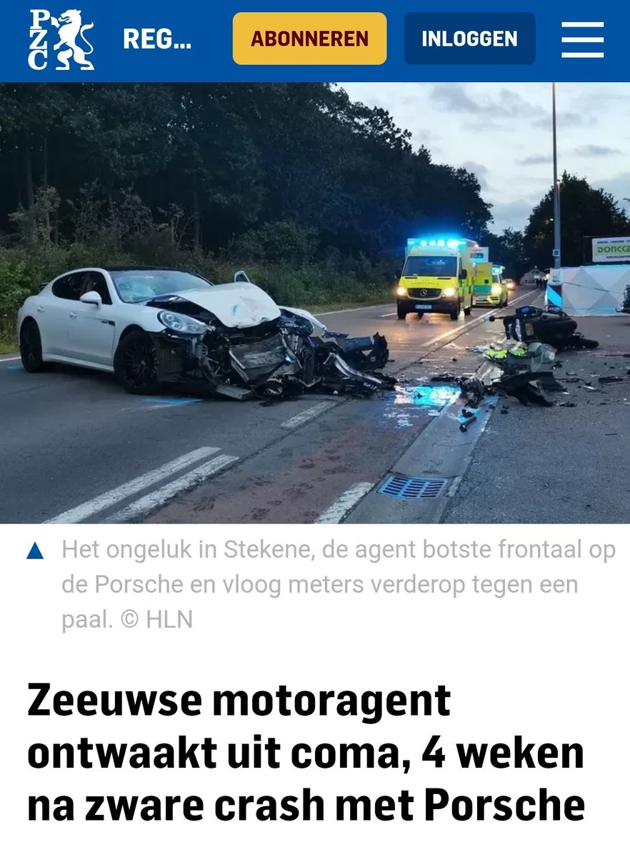 Zeeuwse motoragent ontwaakt uit coma, 4 weken na zware crash met Porsche. Zijn revalidatie zal lang duren. pzc.nl/zeeuws-nieuws/…
#motoragent #politie #beterschap