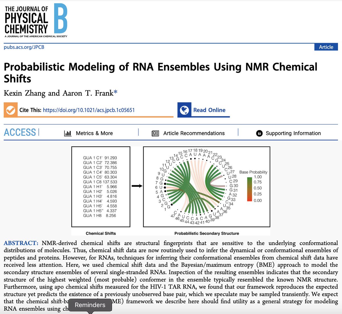 Probabilistic Modeling of RNA Ensembles Using NMR Chemical Shifts pubs.acs.org/doi/10.1021/ac…