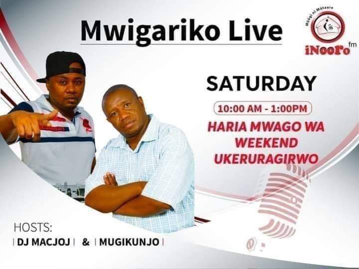 inooroke's tweet photo. #Mwigarikolive na Dr. Mugikunjo na @djmacjoj 

Lazma kashike https://t.co/3xEIp1ffYj
