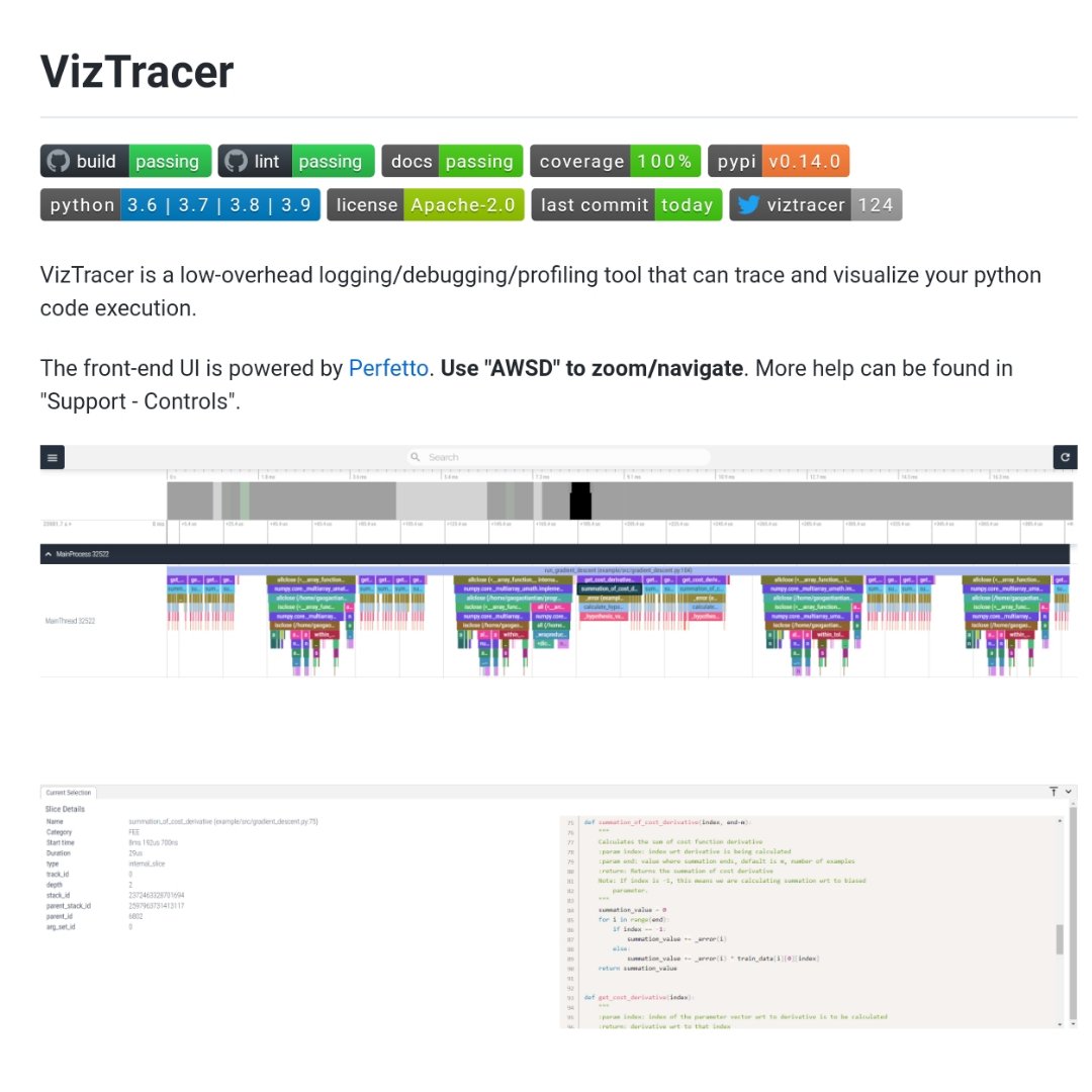 New release VizTracer 0.14.0 analyze your Python code and find bottlenecks and problems during the execution of your program

github.com/gaogaotiantian…