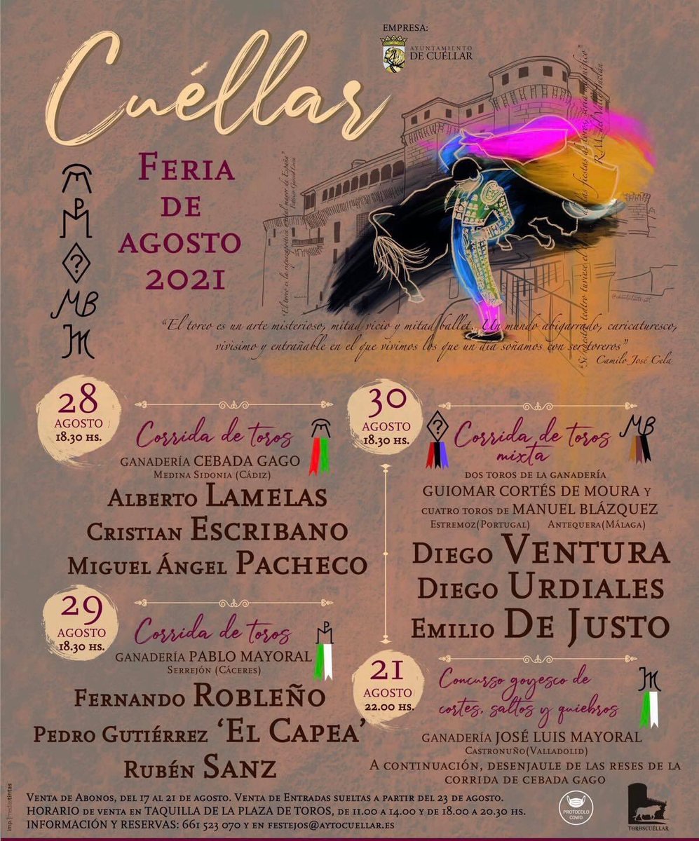 🔊 ¡<a href="/MiguelngelPach6/">Miguel Ángel Pacheco</a> continúa con su temporada! Nos vemos esta tarde en CUÉLLAR a partir de las 18:30h 👏🏻