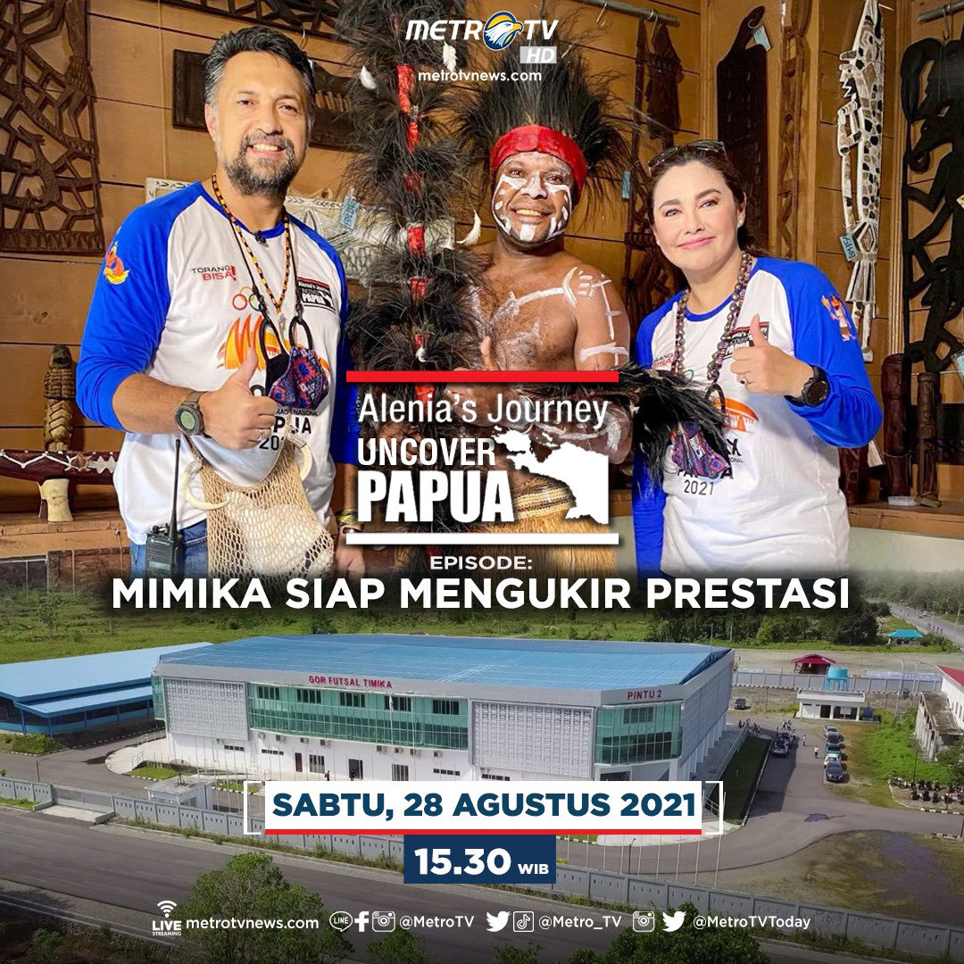 H-35 Menuju PON XX PAPUA👍🏼. 
“MIMIKA SIAP MENGUKIR PRESTASI”
SAKSIKAN HARI INI !!
ALENIA’S JOURNEY UNCOVER PAPUA ROAD TO PON XX 
SABTU 28 AGUSTUS 2021!
JAM 15.30 WIB / JAM 17.30 WIT
HANYA DI ⁦<a href="/Metro_TV/">METRO TV</a>⁩ 
⁦<a href="/ponxx2020papua/">PON XX 2021 Papua</a>⁩ #TORANGBISA #PAPUAJUARA