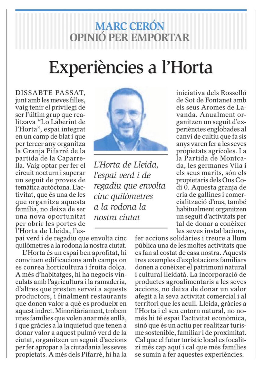 Molta gent de l'HORTA creiem que som un espai d'oportunitats. La BONA NOTÍCIA és que ara hi ha gent de LLeida que també ho creu ;) ... Gràcies per la teva generositat i sinceritat <a href="/marcceron/">Marc Ceron</a>  seguim fent camí perquè #Lleida sumant #hortadelleida és més.
#agrocultura