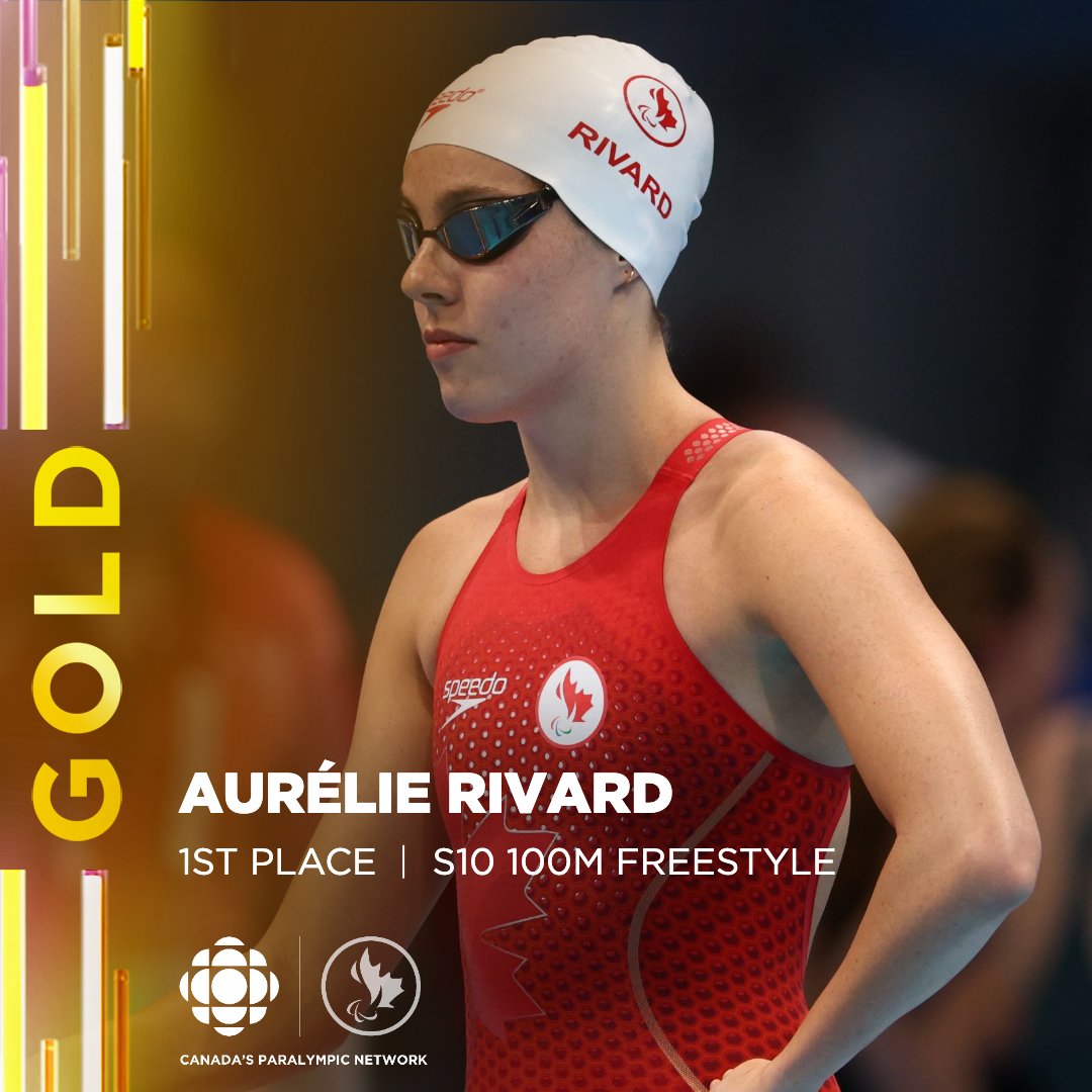 CANADA’S FIRST GOLD MEDAL OF THE TOKYO PARALYMPICS 🥇

Reigning Paralympic champ Aurélie Rivard breaks her own world record and has won Canada’s first gold medal of the Tokyo #Paralympics in the S10 100m freestyle 🇨🇦