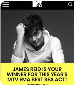 James Reid is an award winning recording Artist well known in Asian countries particularly in South East Asia. He won MTV Europe Music Awards Best South East Asia Act in 2017 and his album Palm Dreams wins Album of the Year in #SBSPopAsia Awards