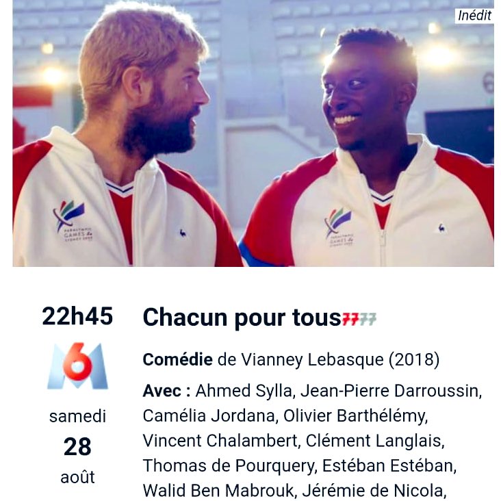 O_BARTHELEMY's tweet photo. Ce soir sur @M6 22h45 toujours et encore très fier de ce film de @VianneyLebasque 🥇🏀♨️ https://t.co/FAzSB85Pkl