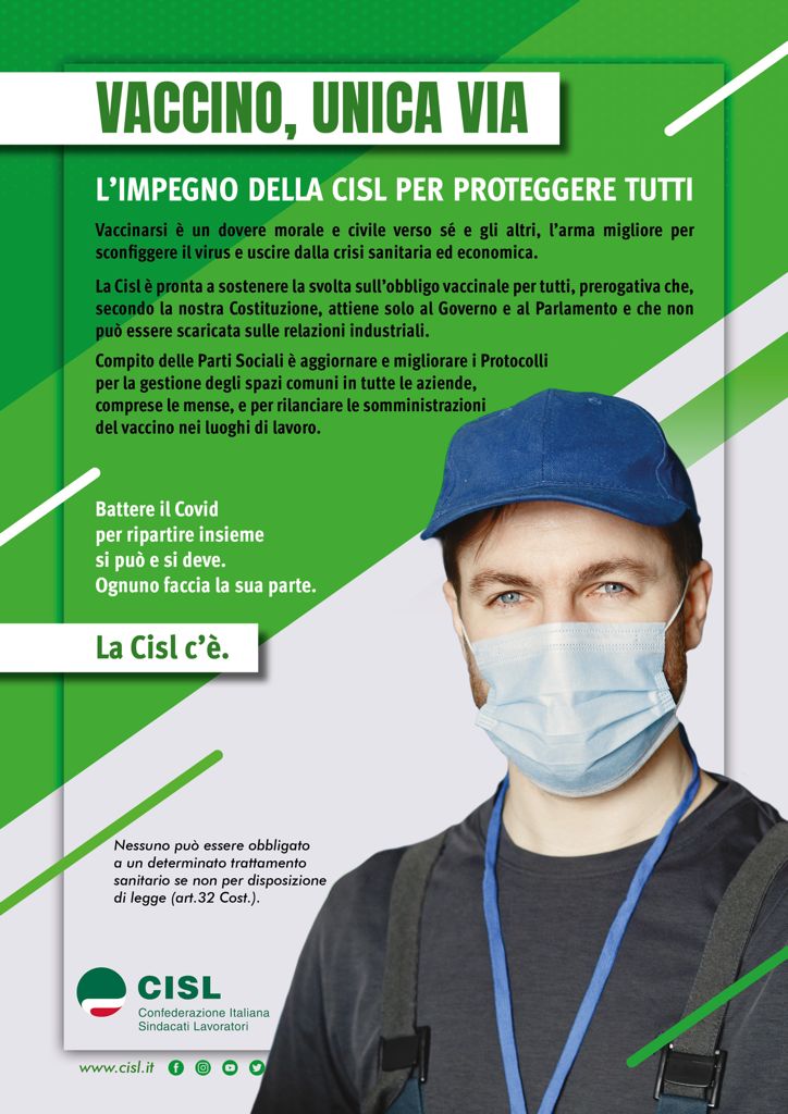CislPuglia's tweet photo. #Covid_19, @CastellucciAnto: sulla necessità dei vaccini ribadiamo che occorre impegno comune. Vaccinarsi è un dovere.  Se il Governo e il Parlamento sono pronti ad introdurre l’obbligo vaccinale, la @CislNazionale c’è https://t.co/kQdwkIz9yK